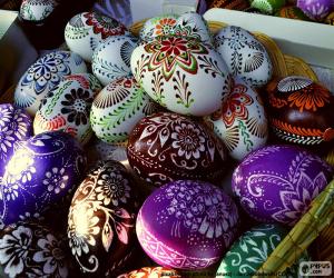 пазл Яйца, украшенные цветами